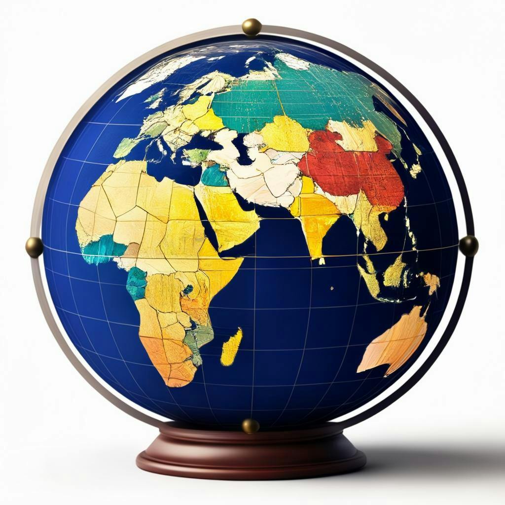 Un globo con varias banderas representando diferentes países e idiomas, enfatizando la prevalencia del bilingüismo a nivel mundial.