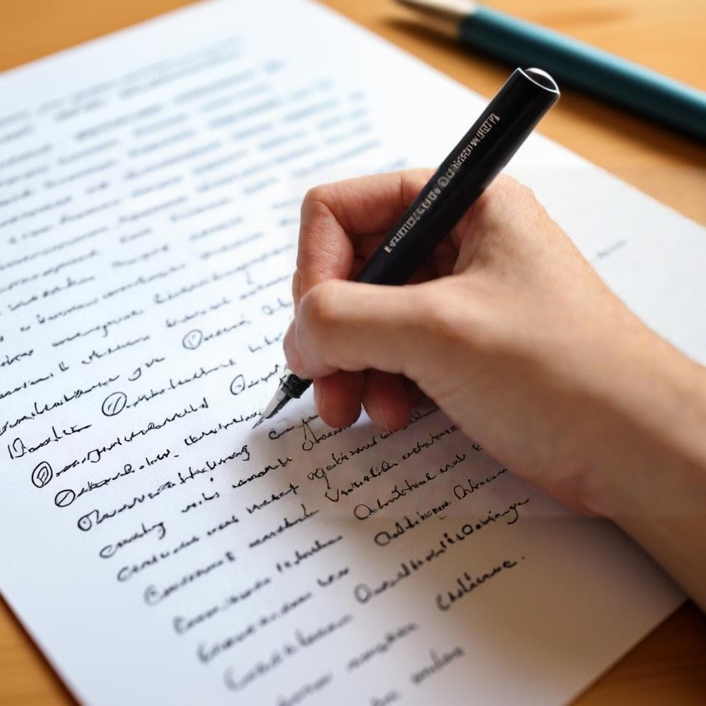 A hand holding a pen and writing on a blank sheet of paper, surrounded by various words and phrases related to brainstorming and clustering techniques.