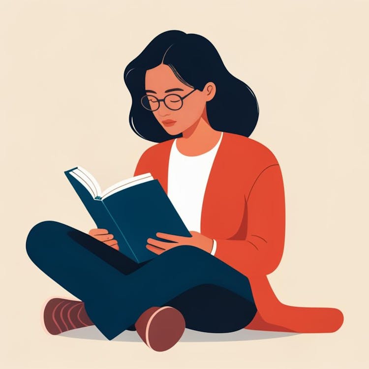 An illustration of someone reading a book